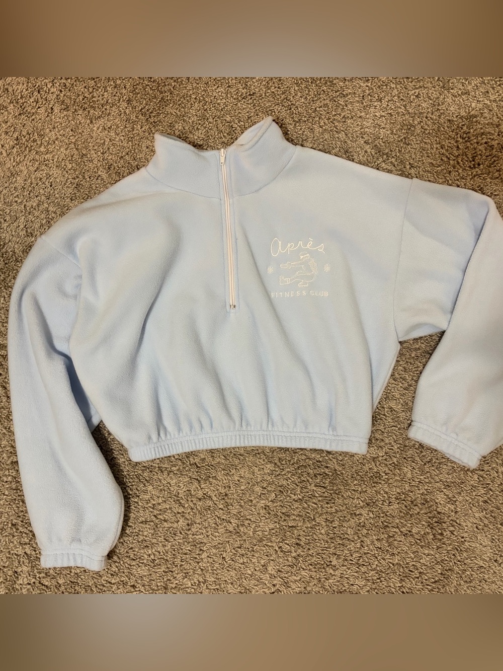 Light Blue Cropped Half-Zip Fleece Pullover